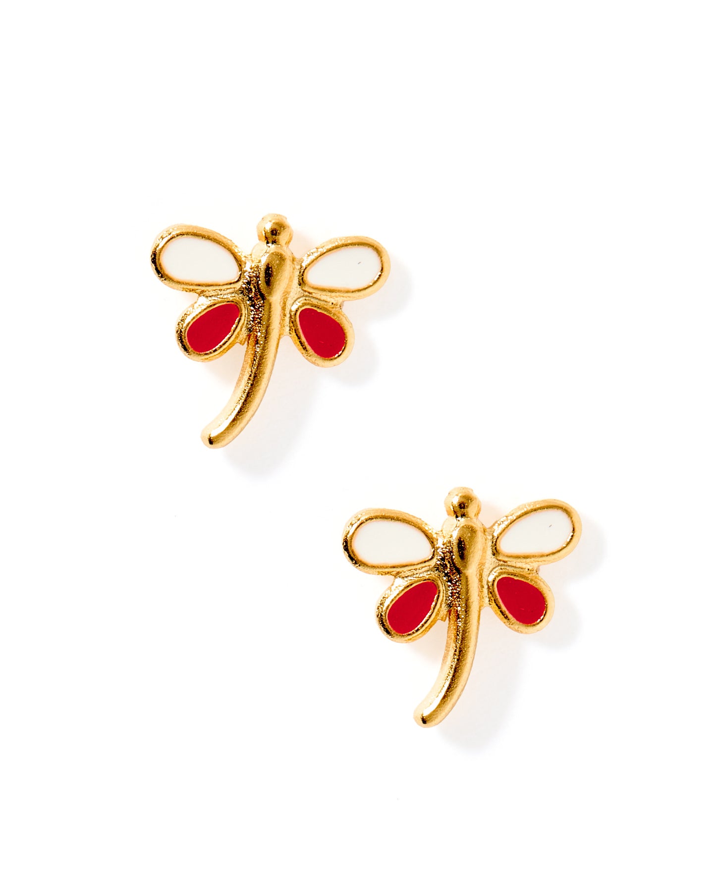 Screwback Stud Earrings - Bri Butterfly White and Red