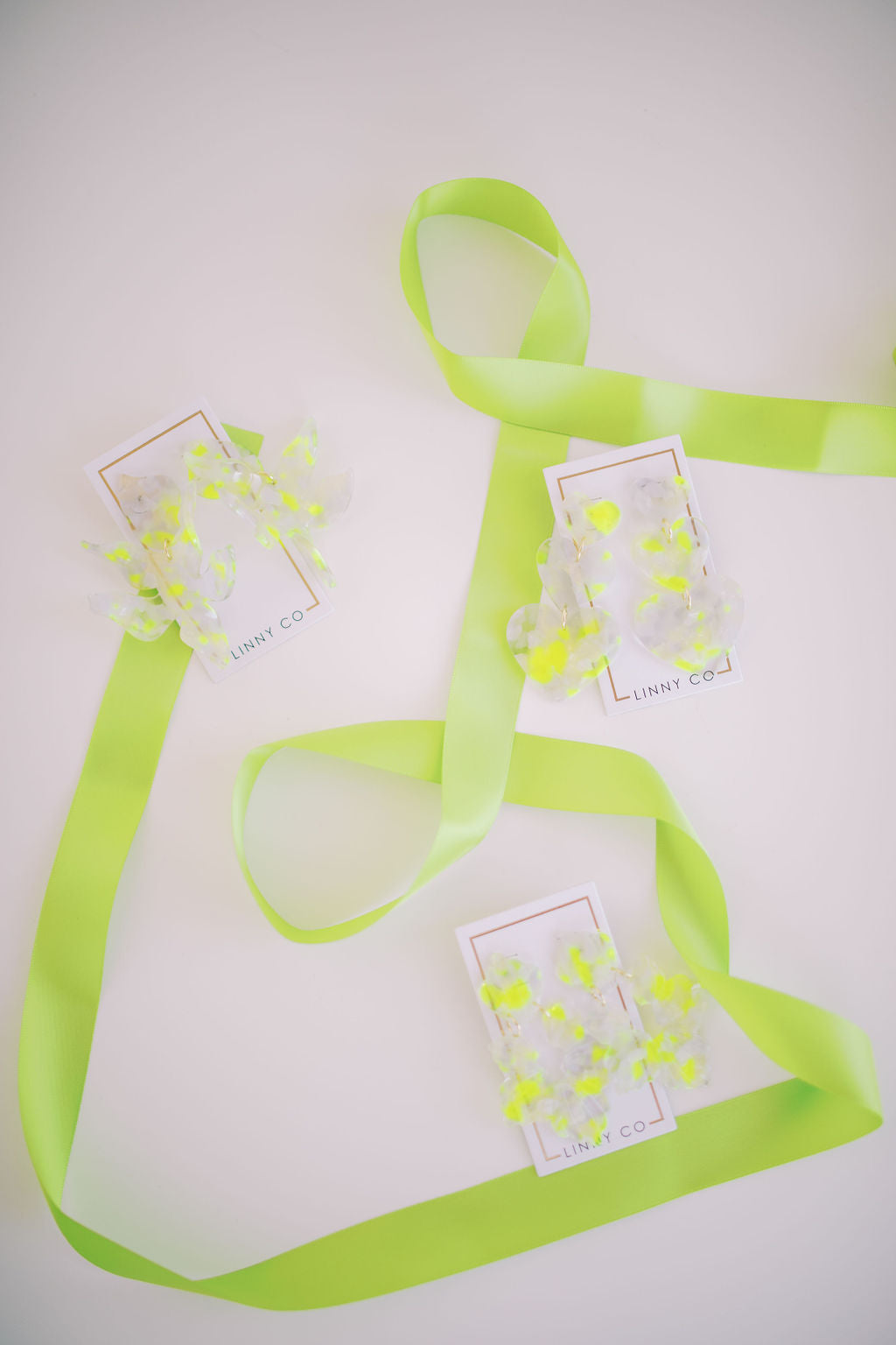 Flora Statement Earrings - Neon Yellow Clouds