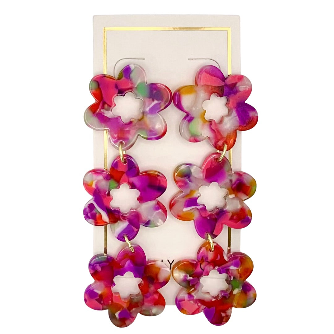Zoey Statement Earrings - Pink Multi