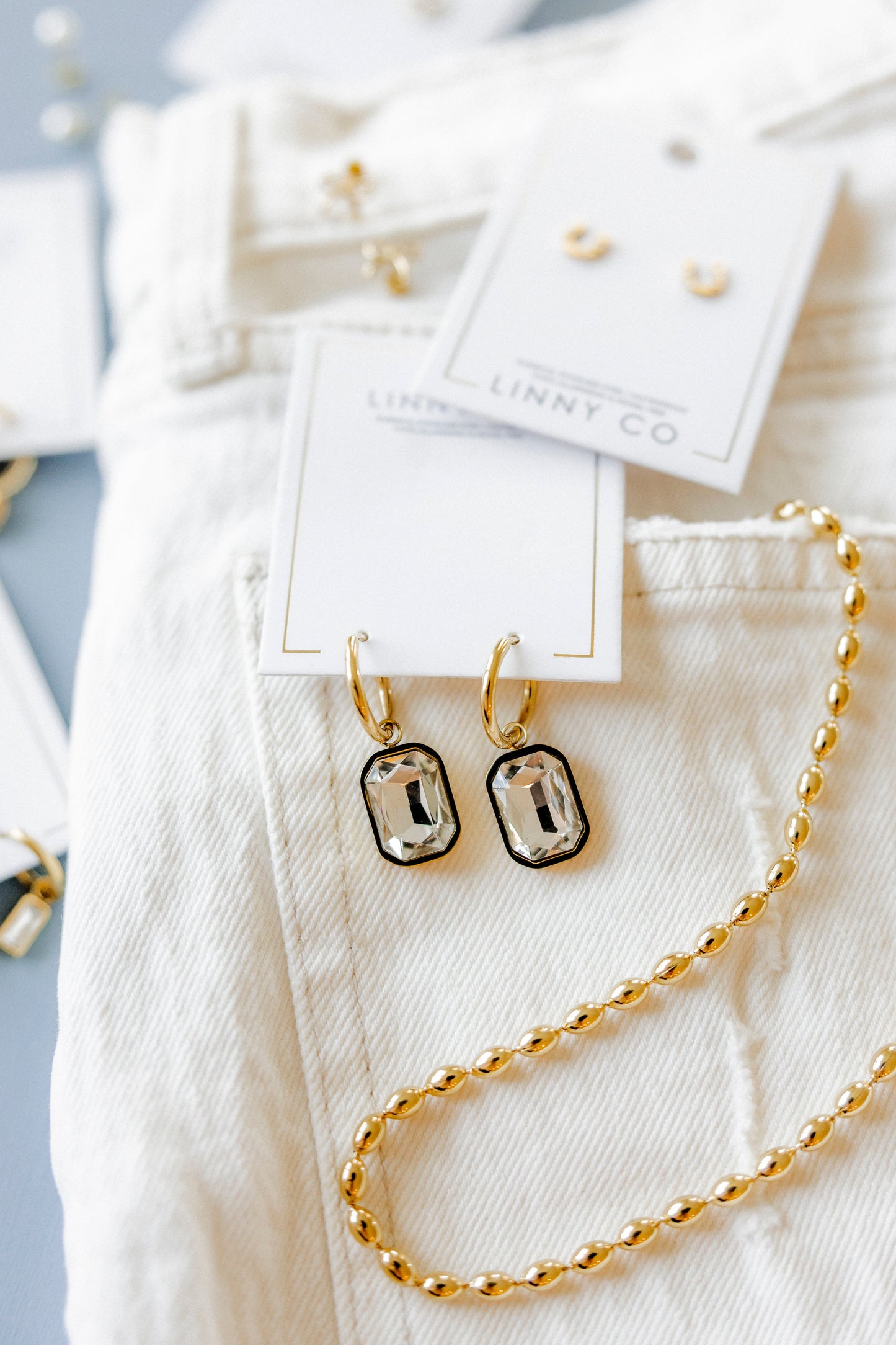 Linny Co Diana Huggie Charm Earring with Stone Charm