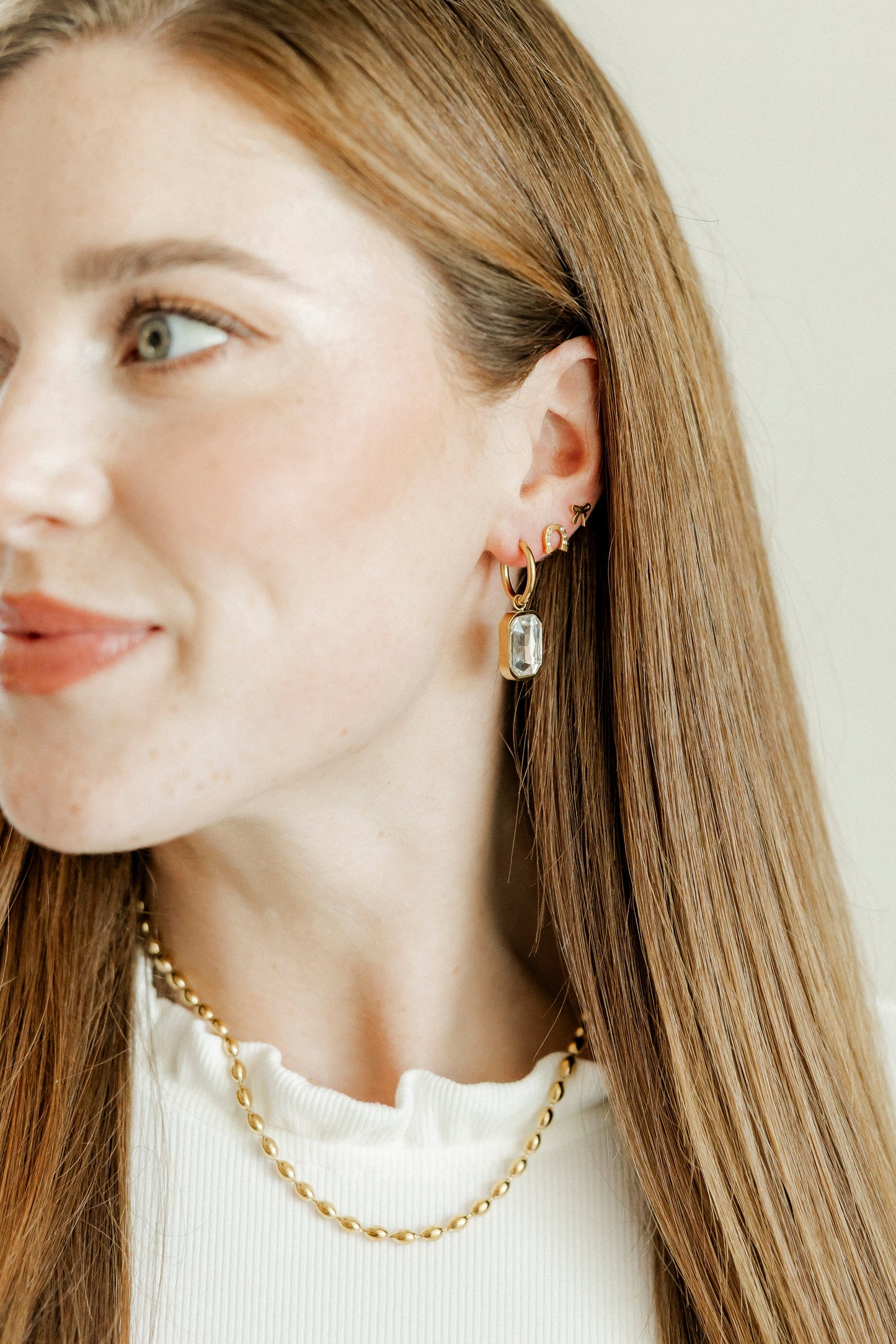 Linny Co Diana Huggie Charm Earring with Stone Charm