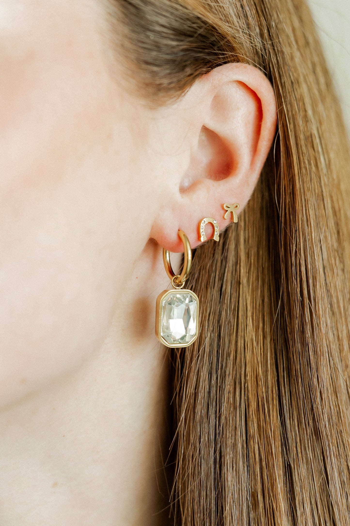 Linny Co Diana Huggie Charm Earring with Stone Charm