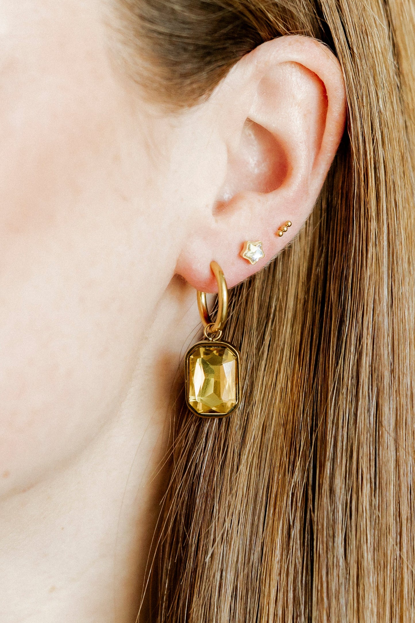 Linny Co Diana Huggie Charm Earring with Stone Charm