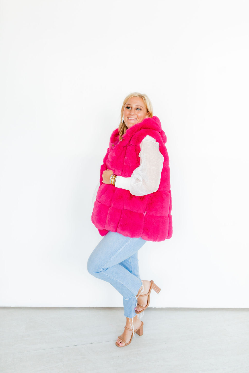 Marta Hooded Faux Fur Gilet