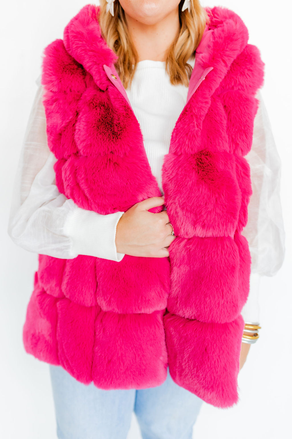 Marta Hooded Faux Fur Gilet