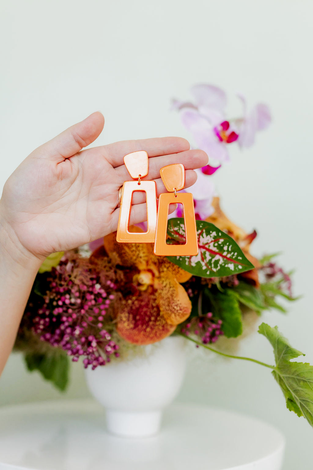 Kennedy Statement Earrings - Metallic Orange