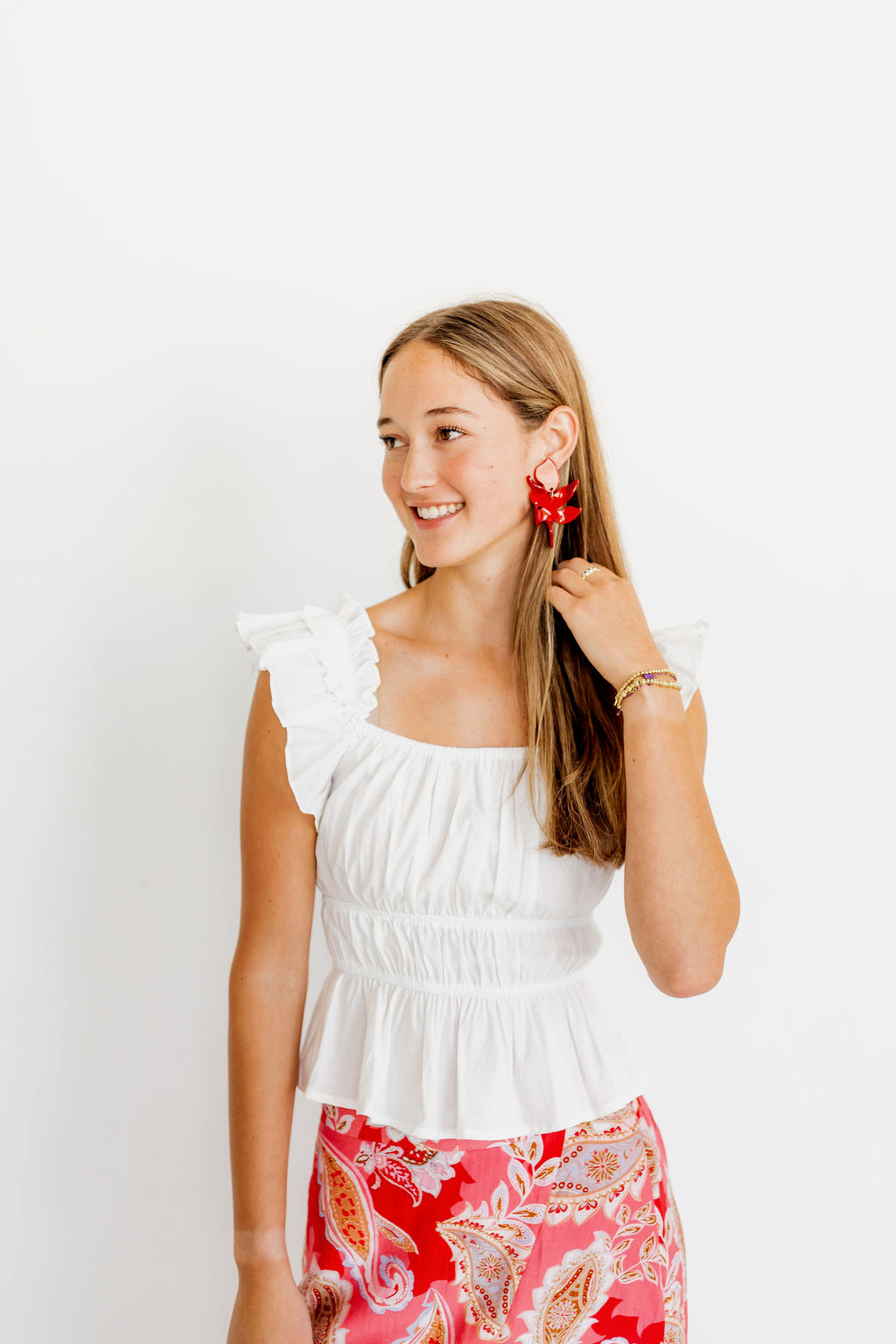 Flora Statement Earrings - Crimson