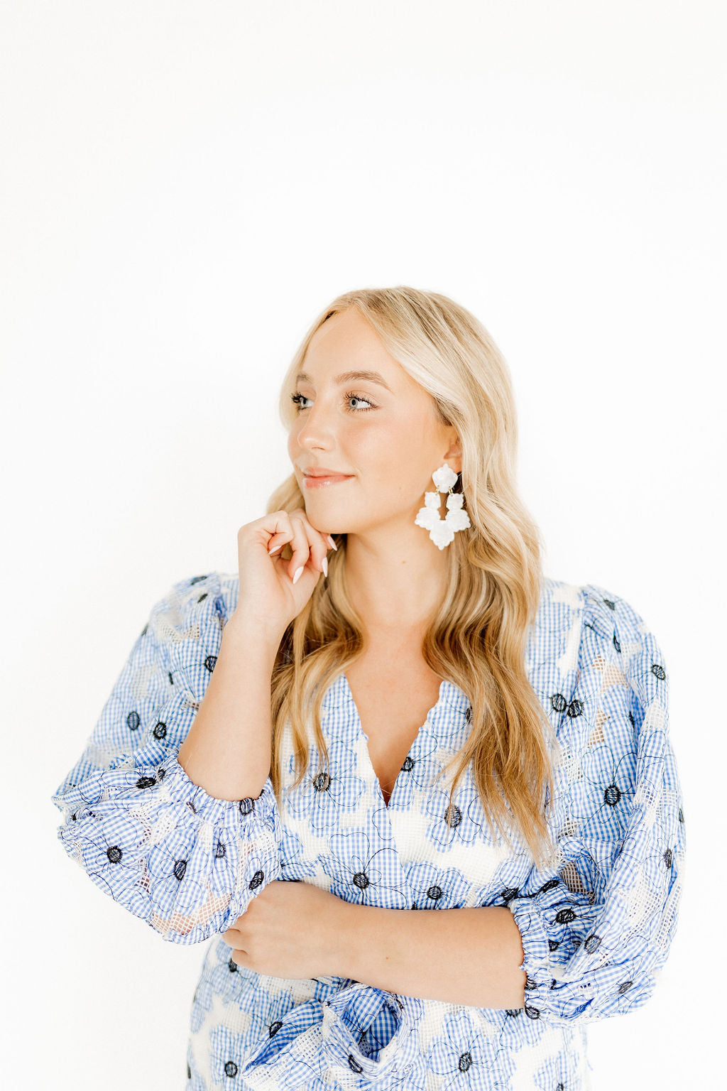 Michelle Statement Earrings - Pearl White