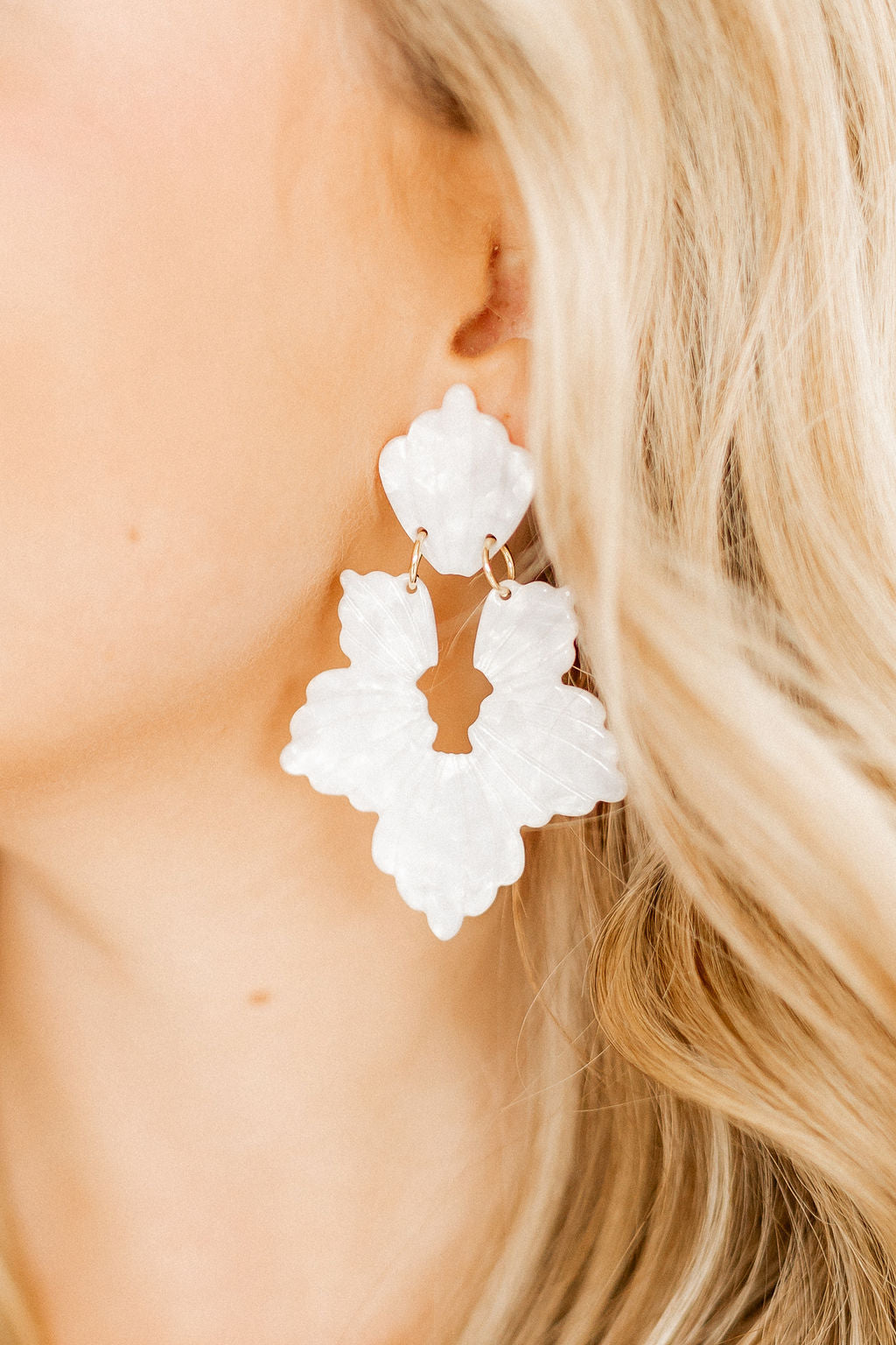 Michelle Statement Earrings - Pearl White