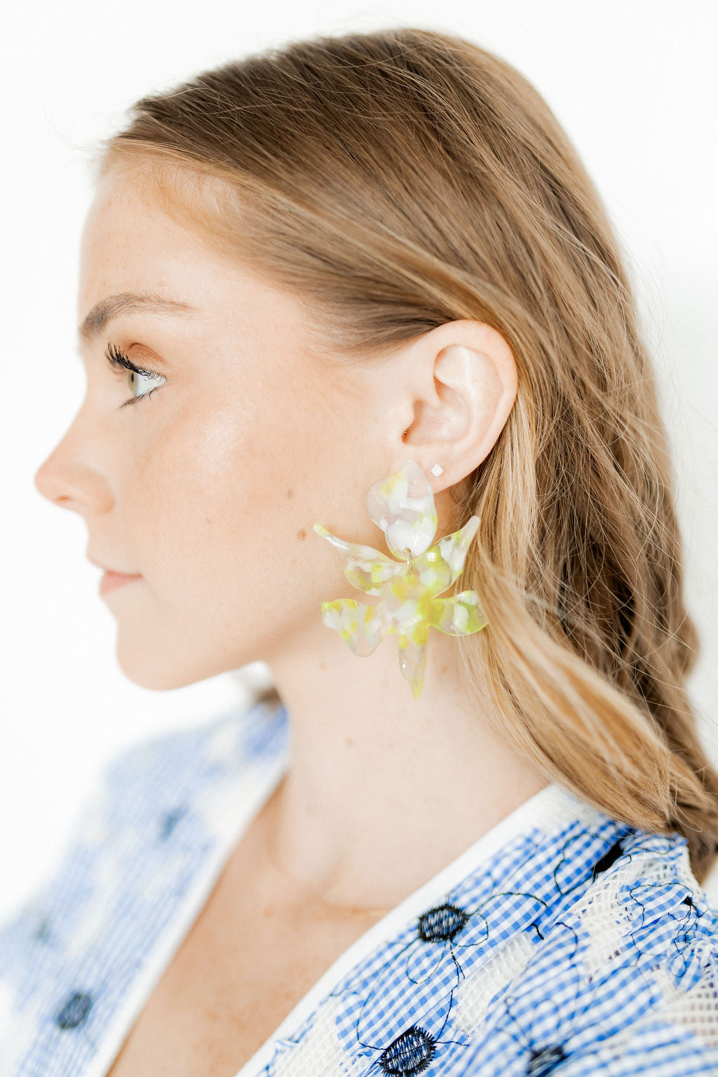 Flora Statement Earrings - Neon Yellow Clouds