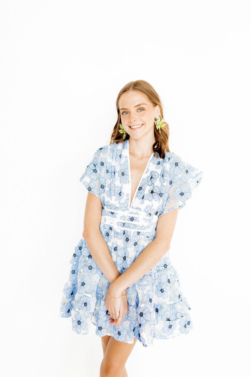 Flora Statement Earrings - Neon Yellow Clouds