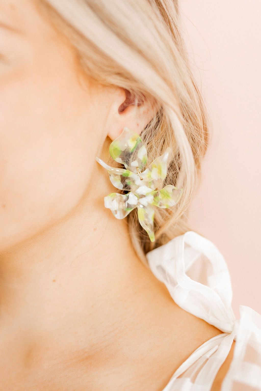 Flora Statement Earrings - Neon Yellow Clouds