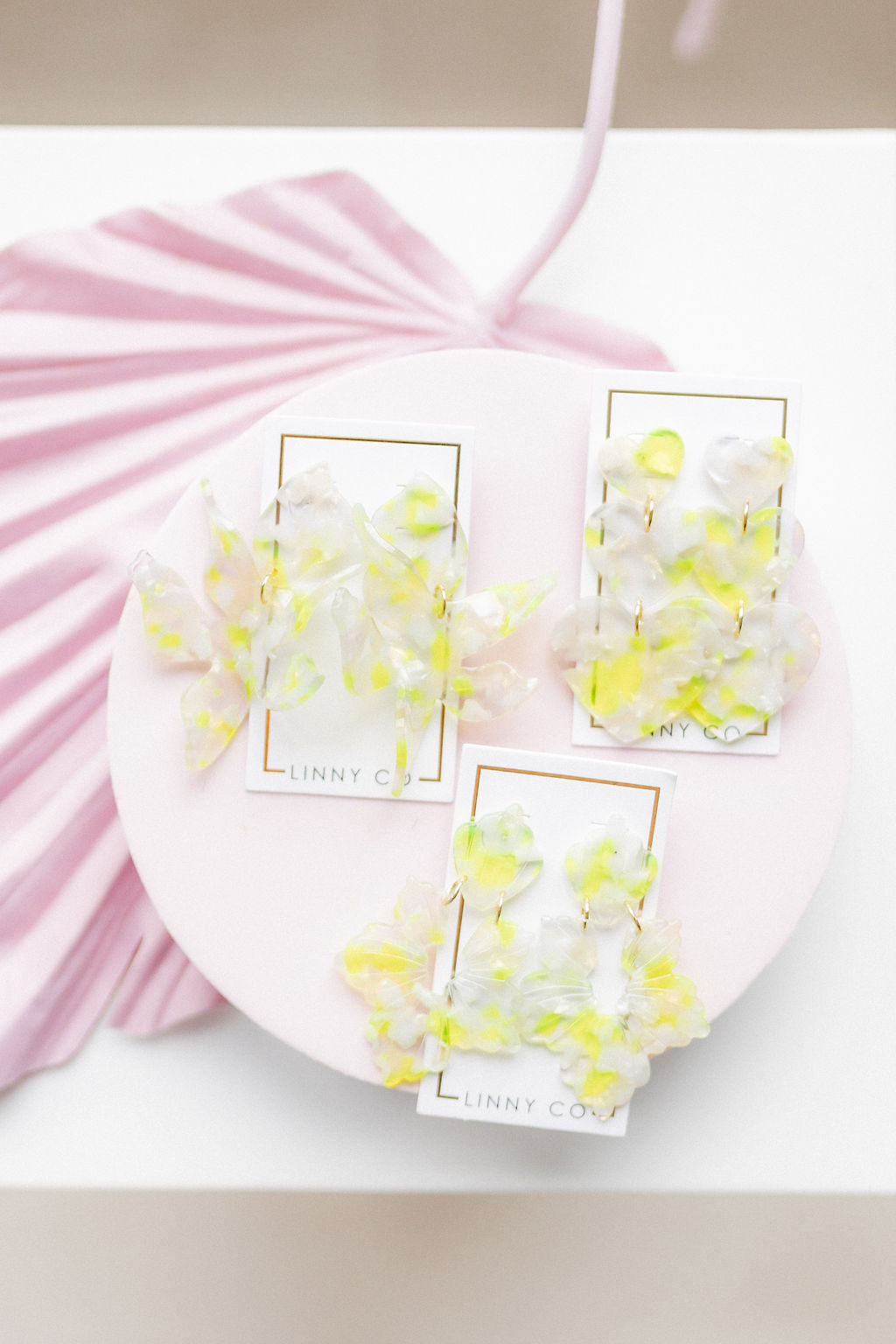 Flora Statement Earrings - Neon Yellow Clouds