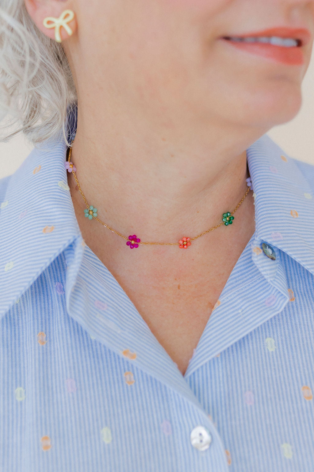 Necklace - Gracie Flower Multi Color