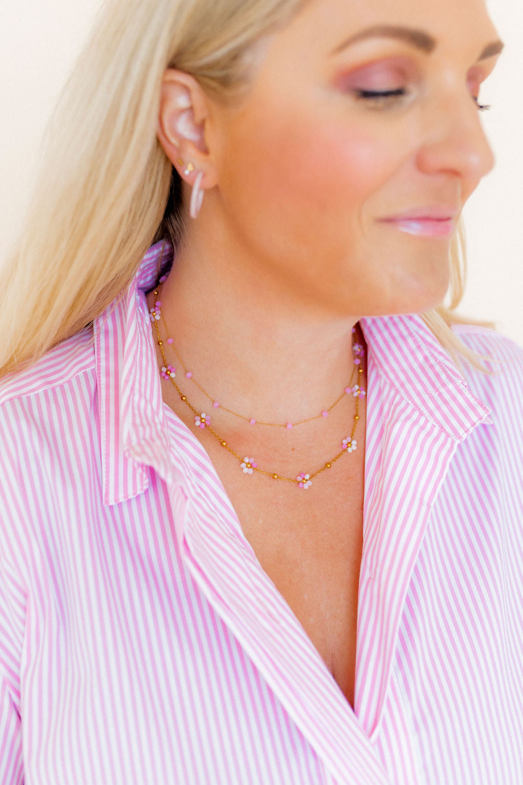 Necklace - Gracie Flower Pink Multi
