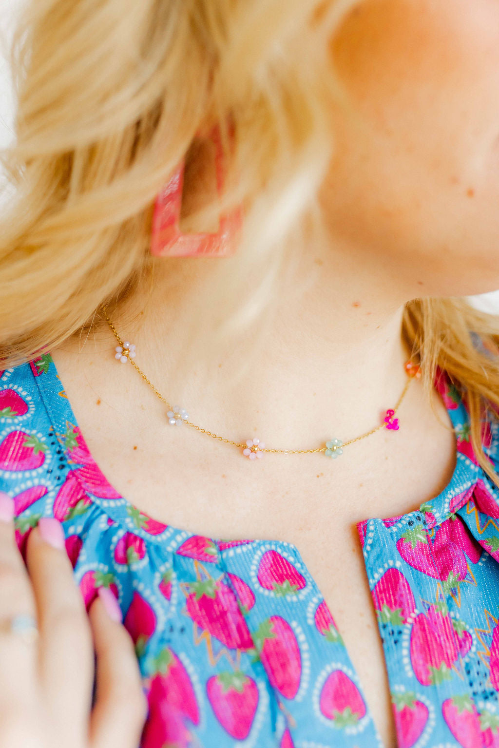 Necklace - Gracie Flower Multi Color