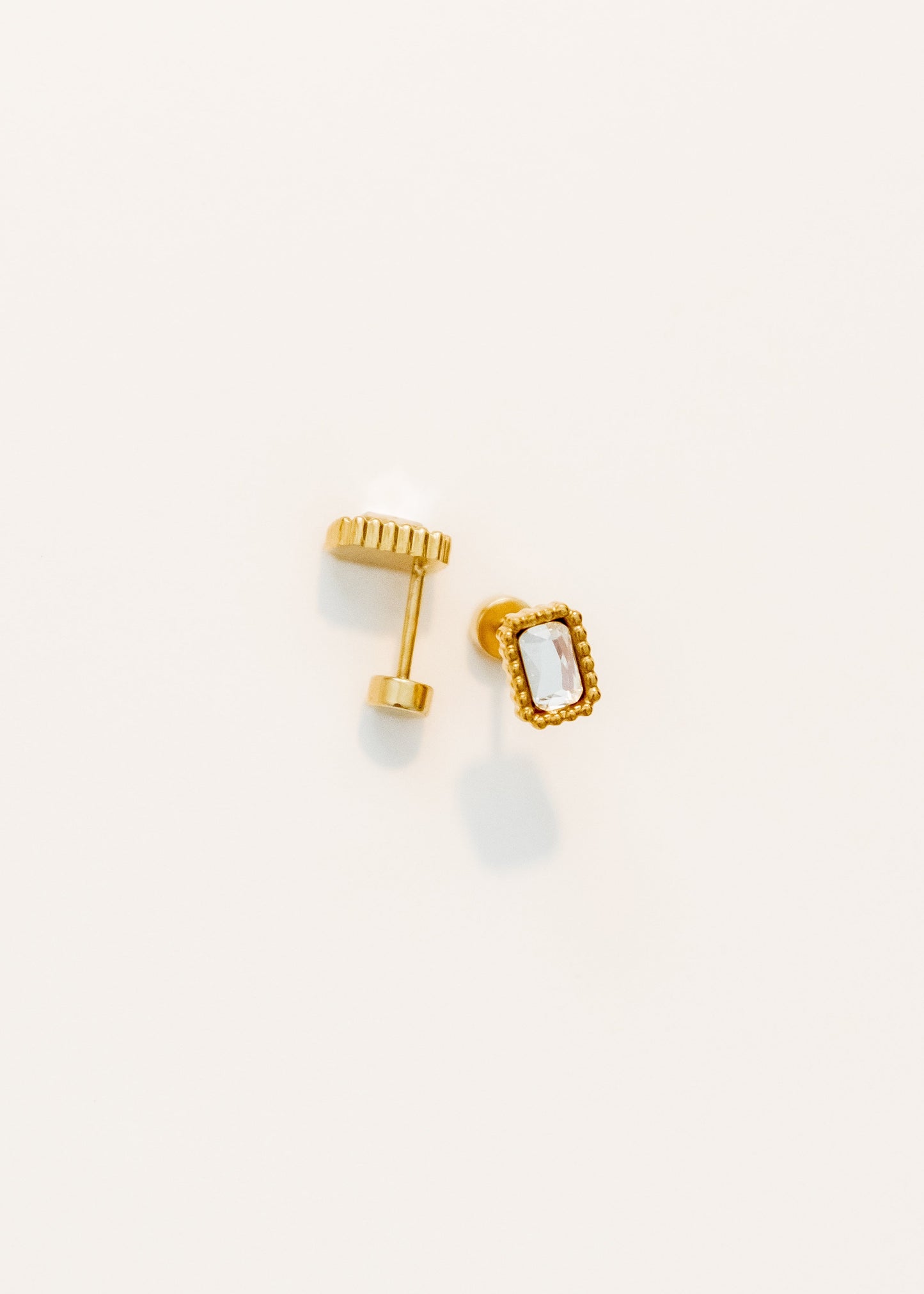 Screwback Stud Earrings - Madison Gold Clear