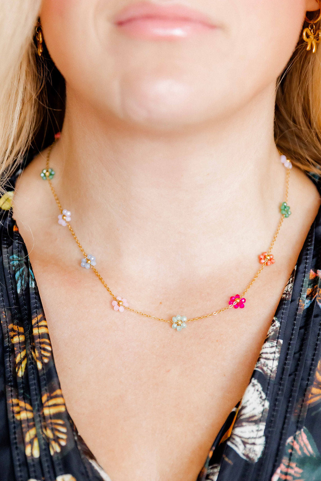 Necklace - Gracie Flower Multi Color