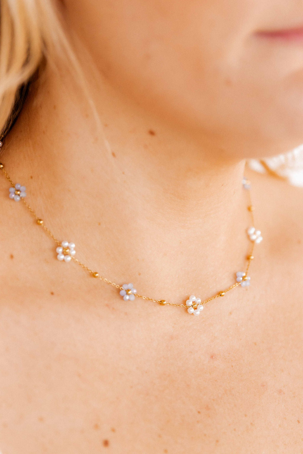 Necklace - Gracie Flower Blue