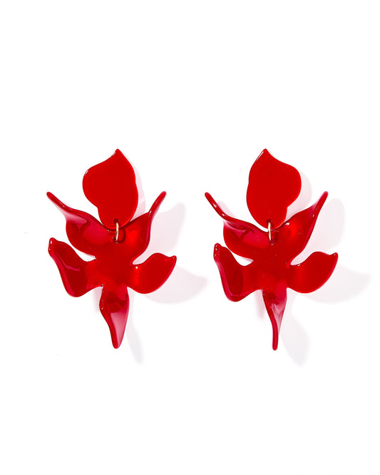 Flora Statement Earrings - Crimson