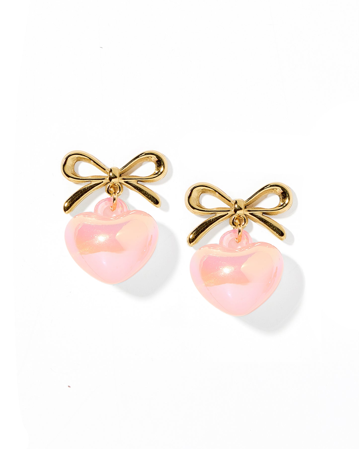 Ruthie Bow and Heart Earring - Pink