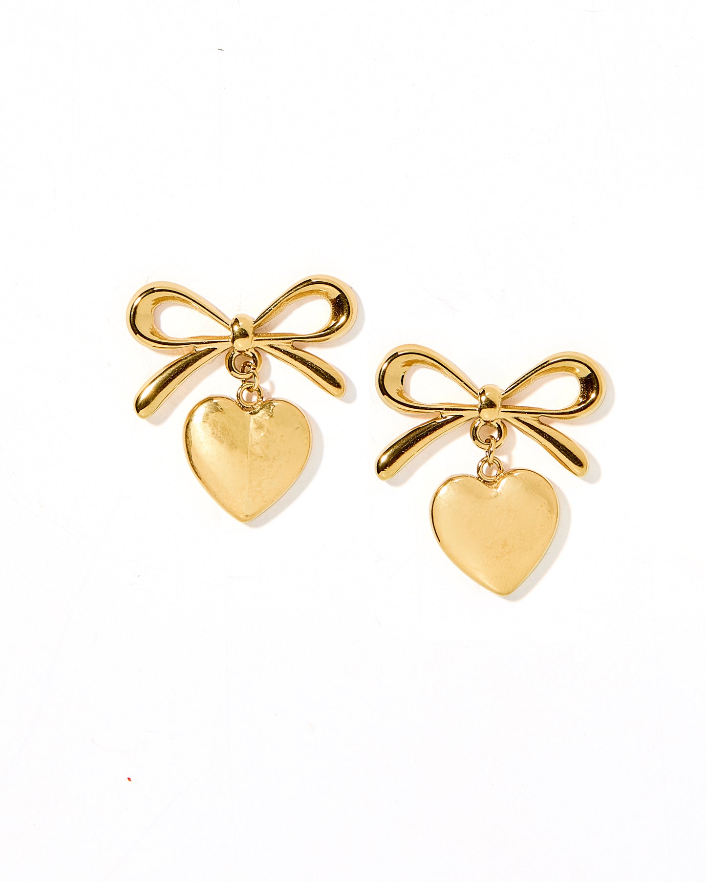 Ruthie Bow and Heart Earring - Gold