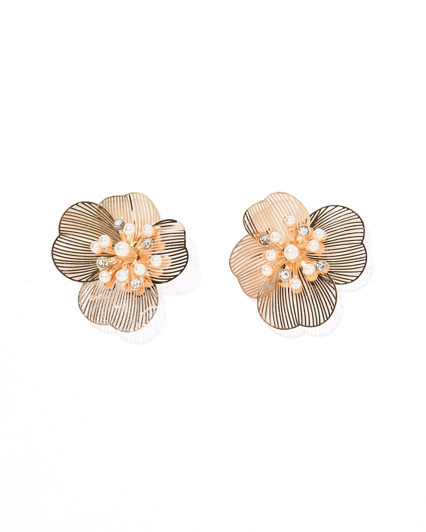 Vanessa Gold Pearl Flower Earrings