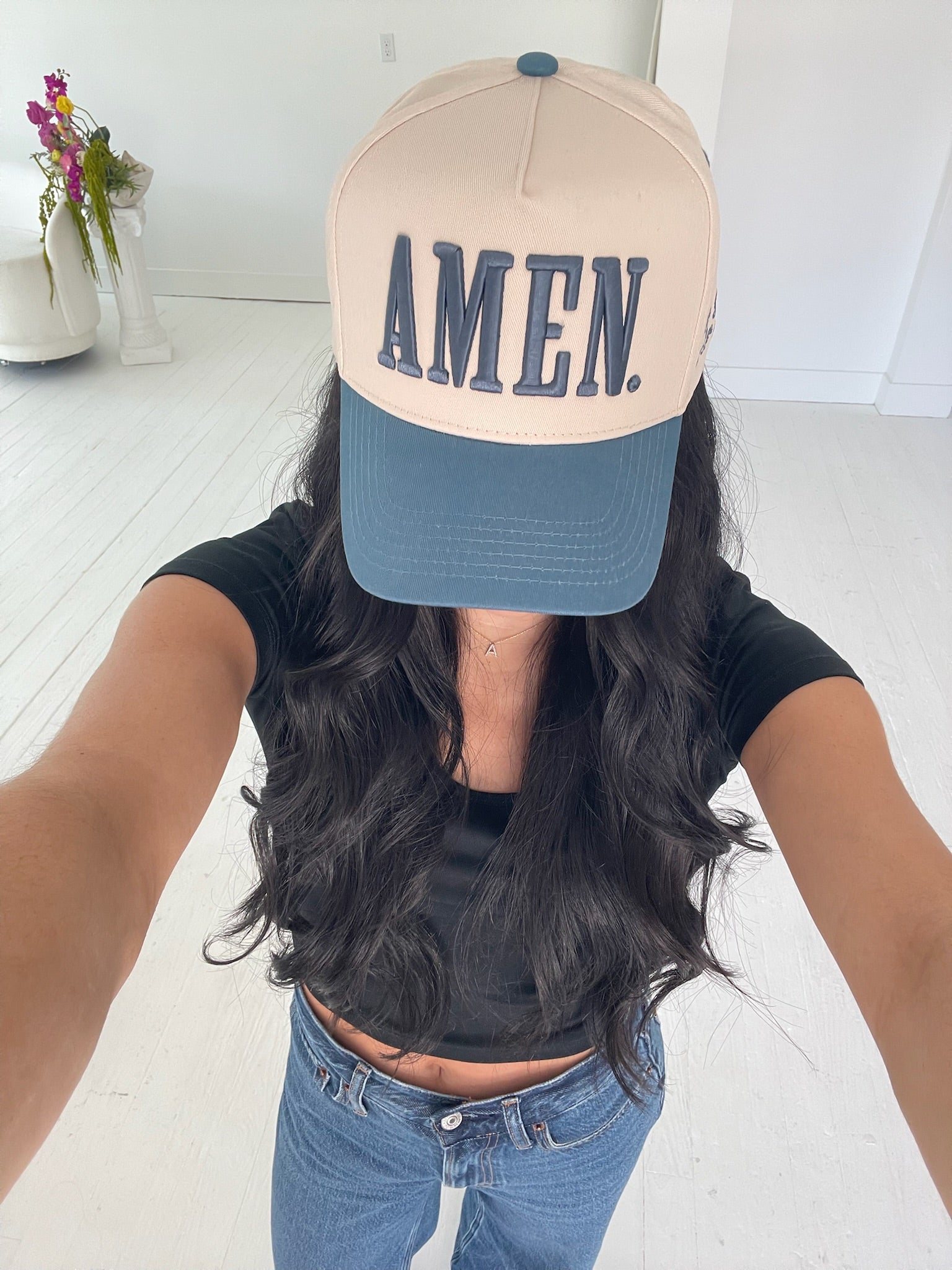 AMEN. - Slate Blue Vintage Trucker Hat - Shop LINNY CO