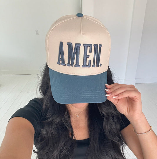 AMEN. - Slate Blue Vintage Trucker Hat - Shop LINNY CO