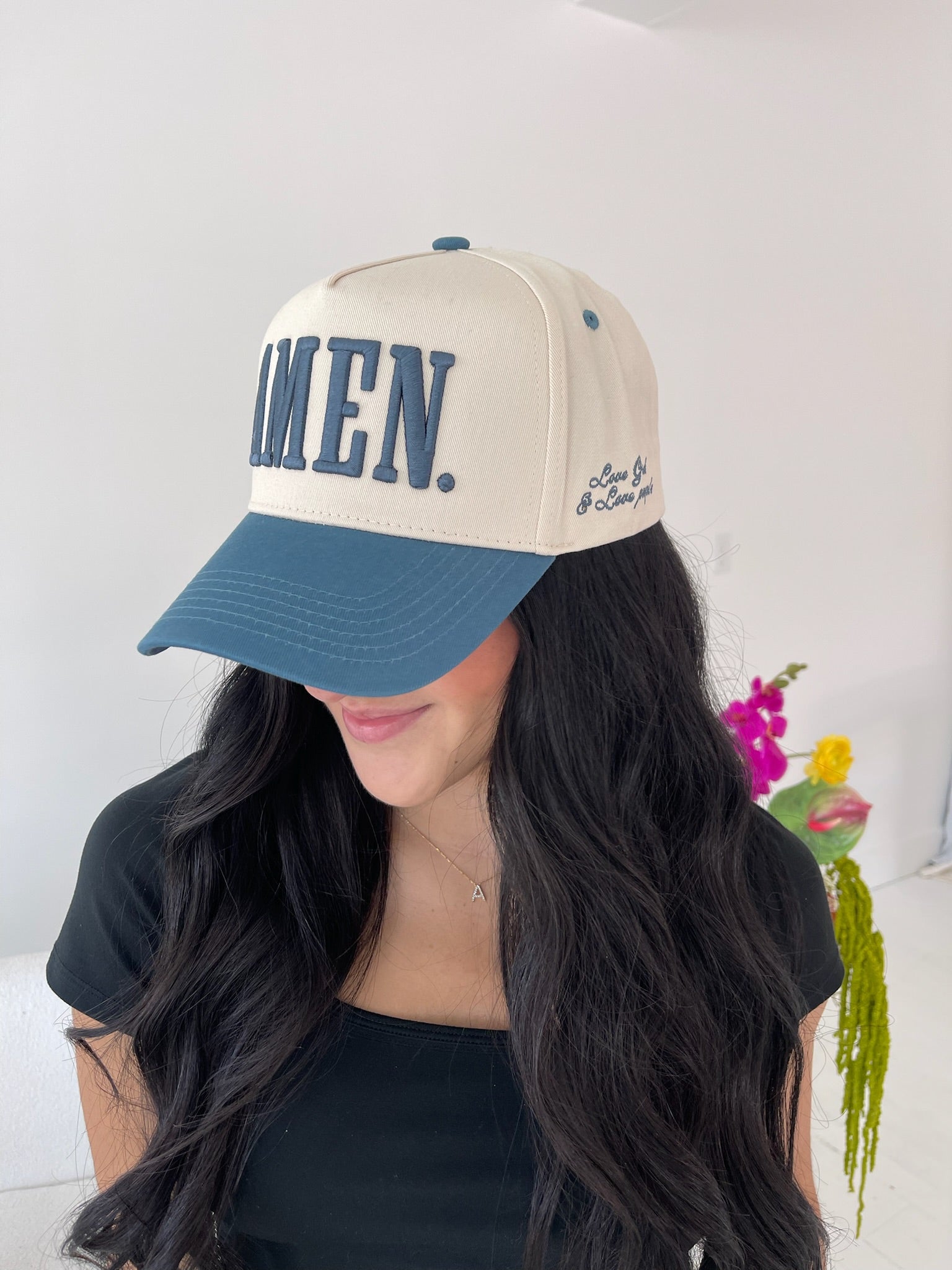 AMEN. - Slate Blue Vintage Trucker Hat - Shop LINNY CO