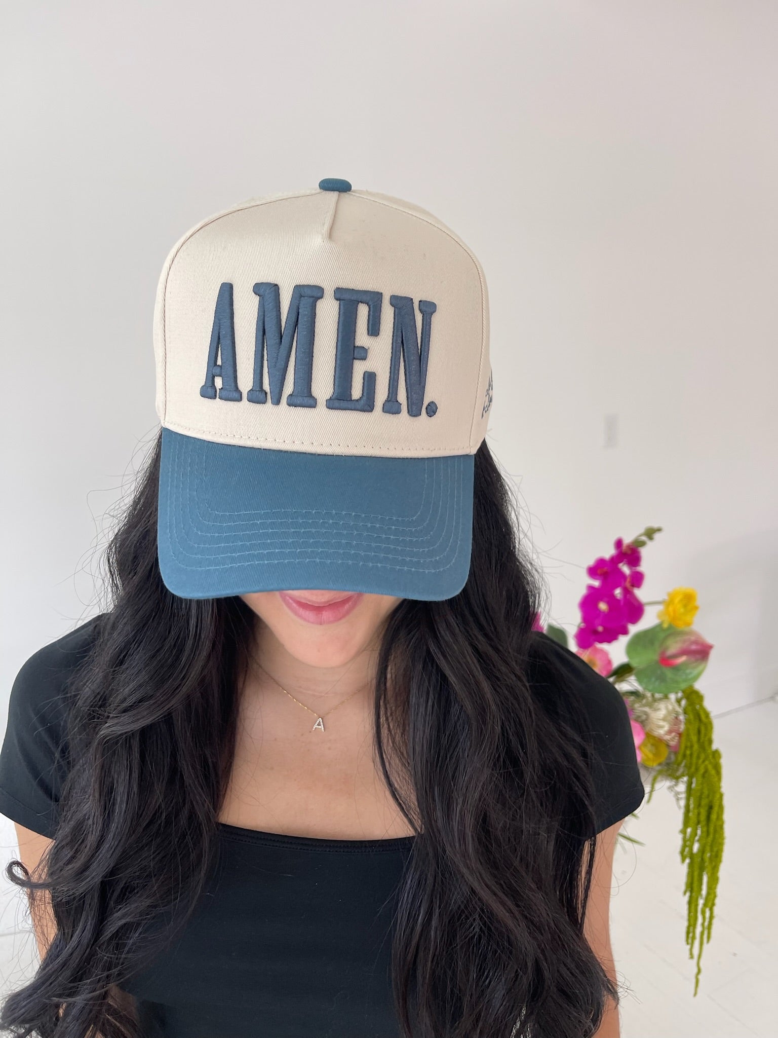 AMEN. - Slate Blue Vintage Trucker Hat - Shop LINNY CO