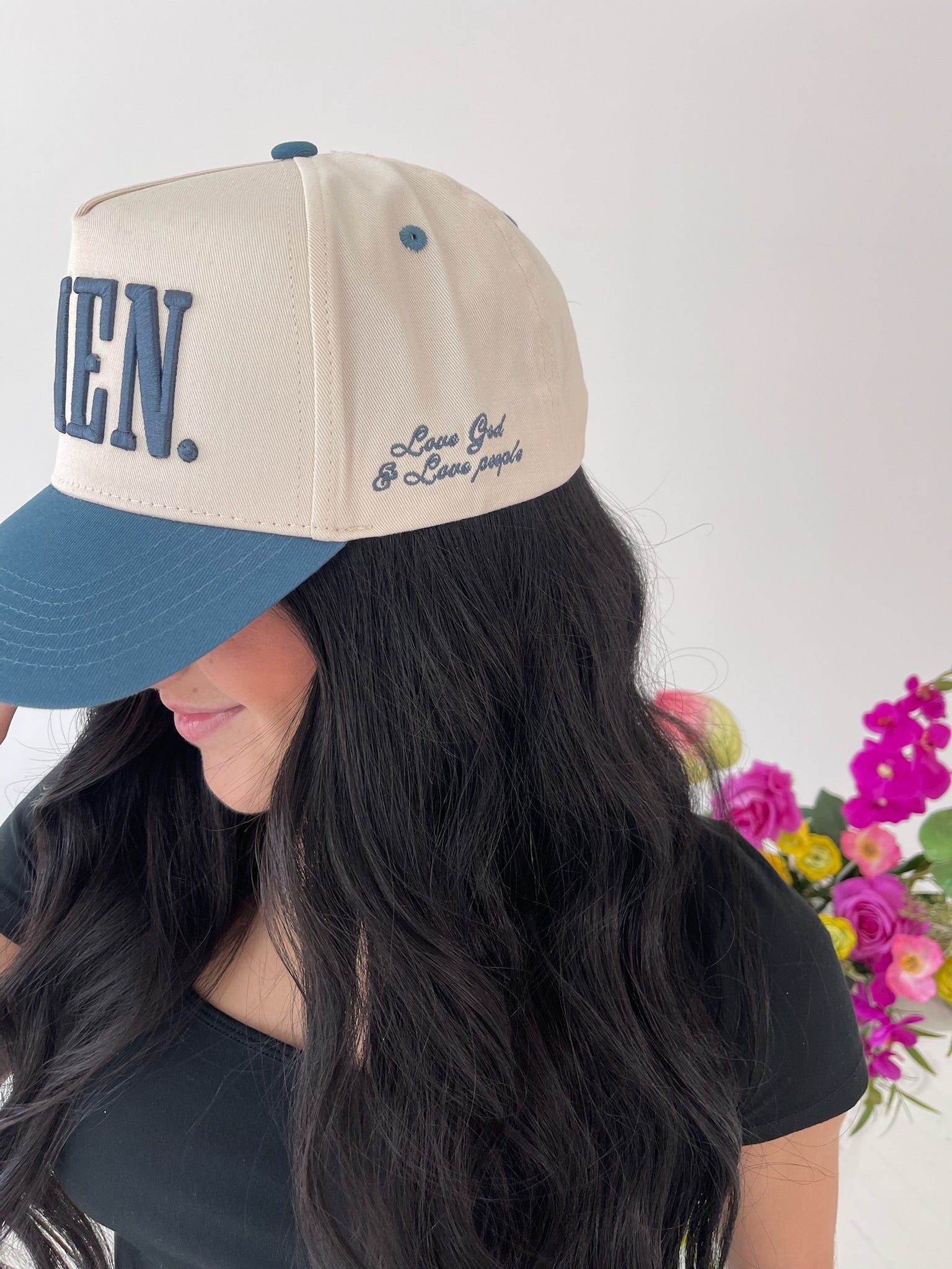 AMEN. - Slate Blue Vintage Trucker Hat - Shop LINNY CO