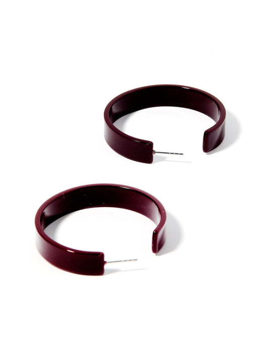 Ashley Medium Hoop Earrings - Maroon - Shop LINNY CO