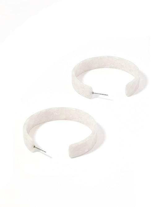 Ashley Medium Hoop Earrings - White Shell - Shop LINNY CO