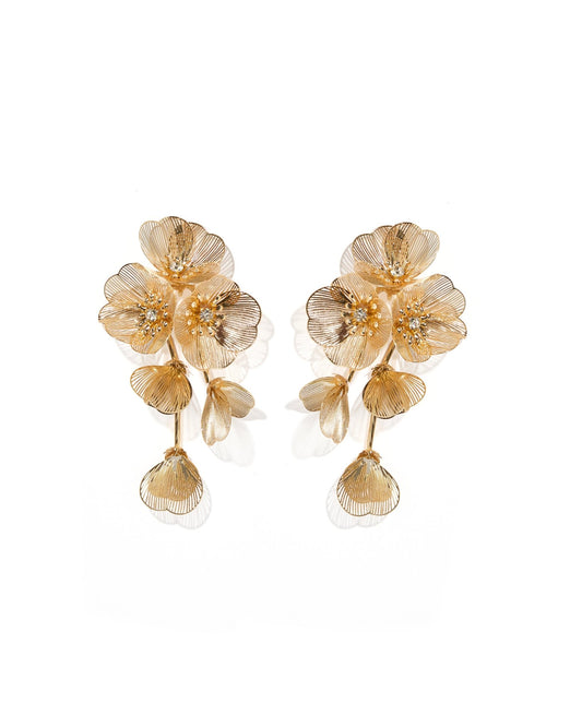 Audrey Flower Statement Earring - Gold - Shop LINNY CO