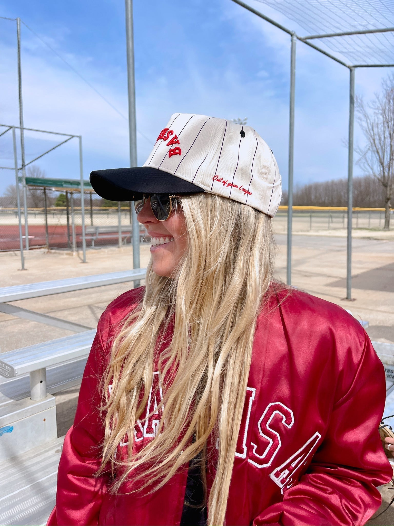 BASEBALL - Red on Black Stripe Vintage Hat - Shop LINNY CO