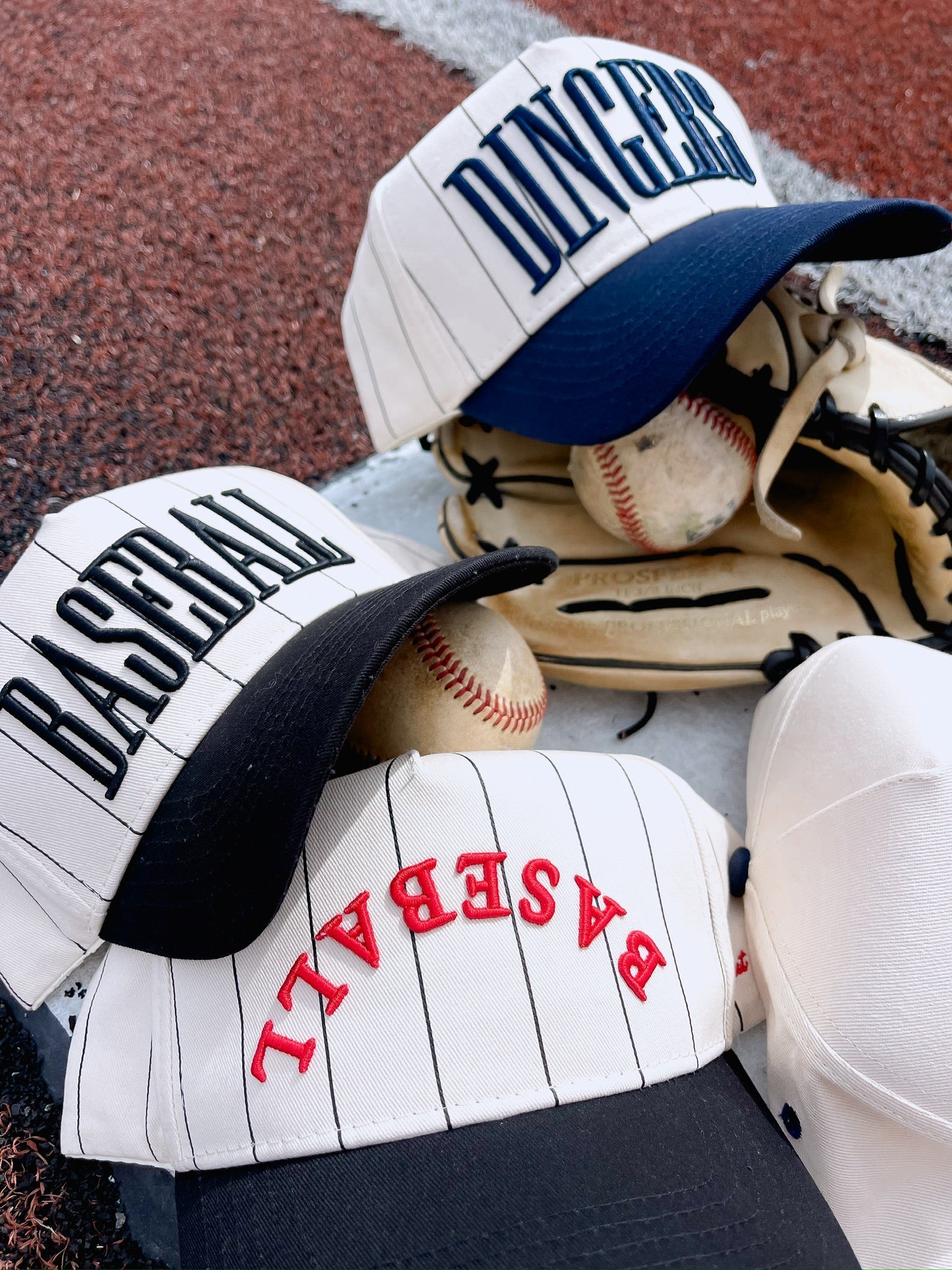 BASEBALL - Red on Black Stripe Vintage Hat - Shop LINNY CO