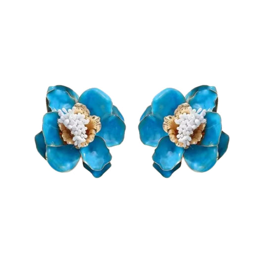 Blossom Statement Earrings - Blue - Shop LINNY CO