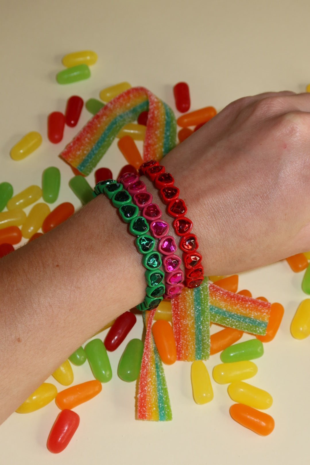Bracelet - Candy Gem Heart Green - Shop LINNY CO