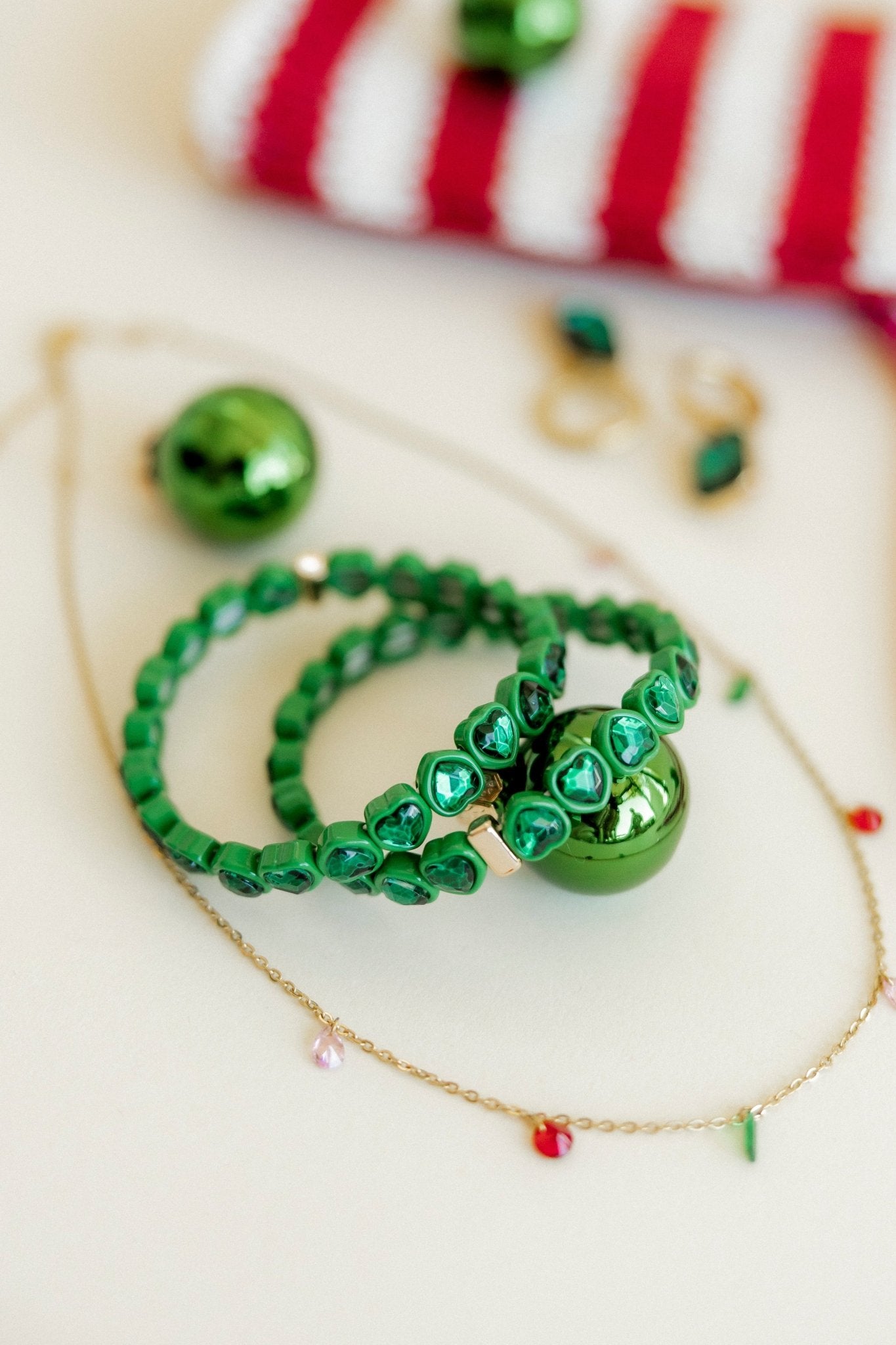 Bracelet - Candy Gem Heart Green - Shop LINNY CO