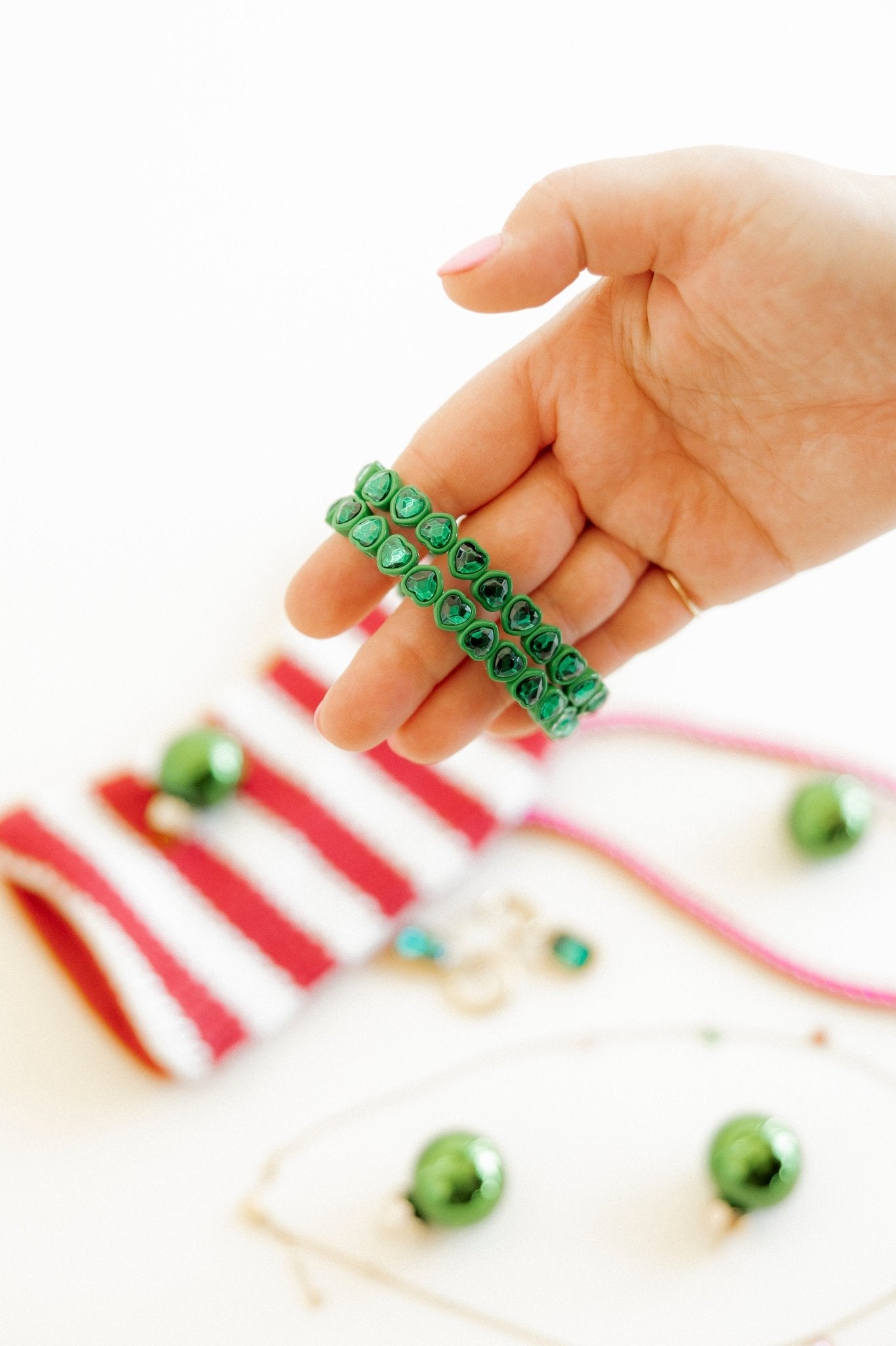 Bracelet - Candy Gem Heart Green - Shop LINNY CO