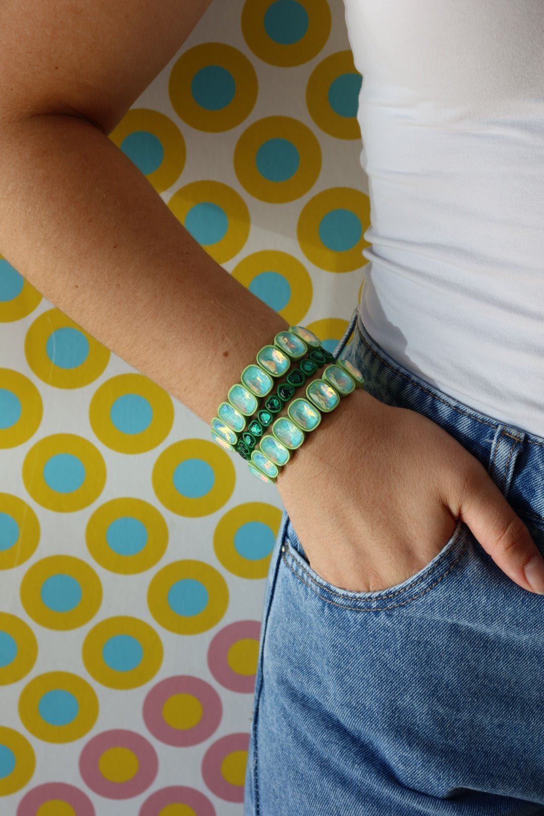 Bracelet - Candy Gem Heart Green - Shop LINNY CO