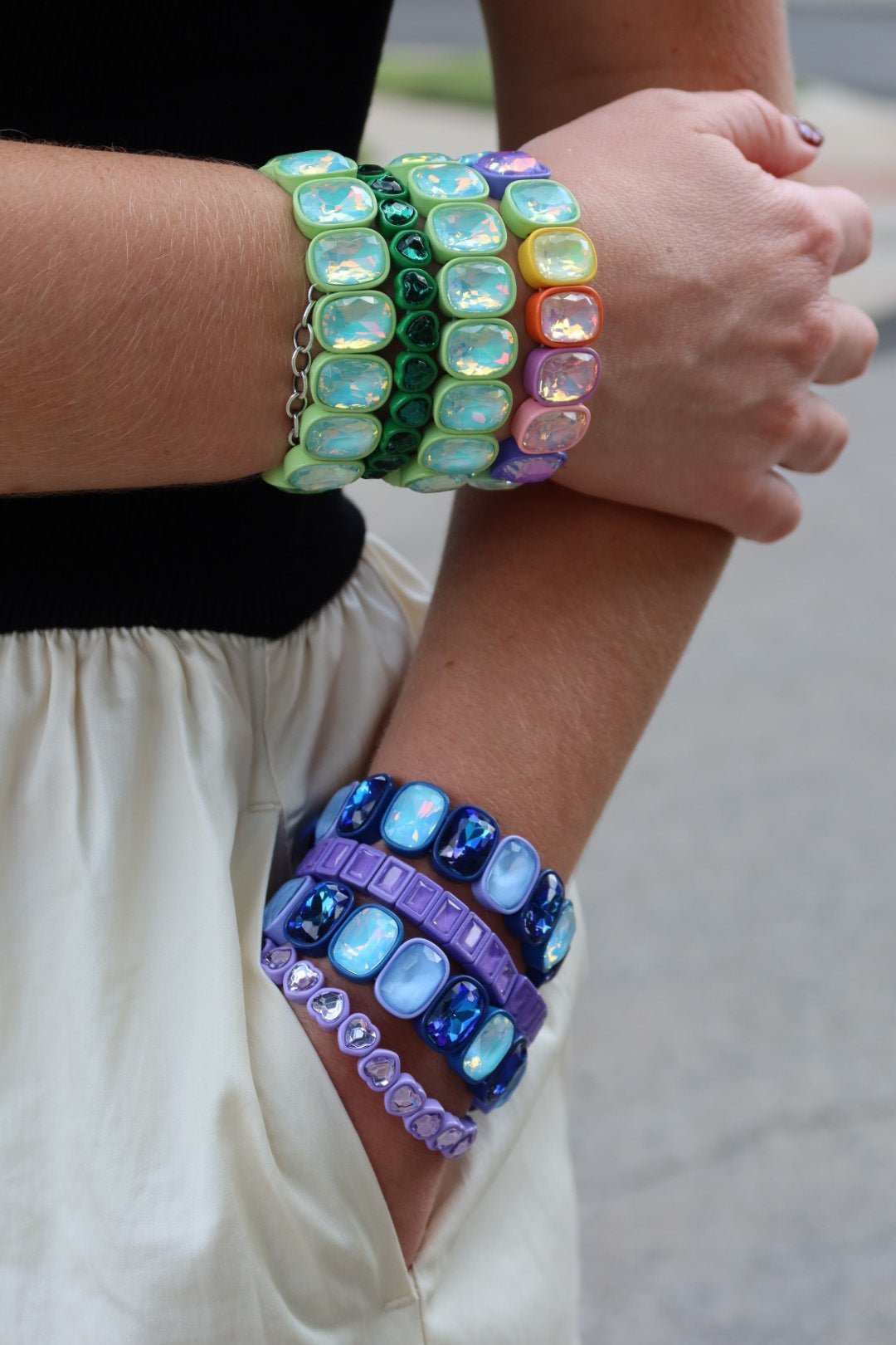 Bracelet - Candy Gem Heart Green - Shop LINNY CO