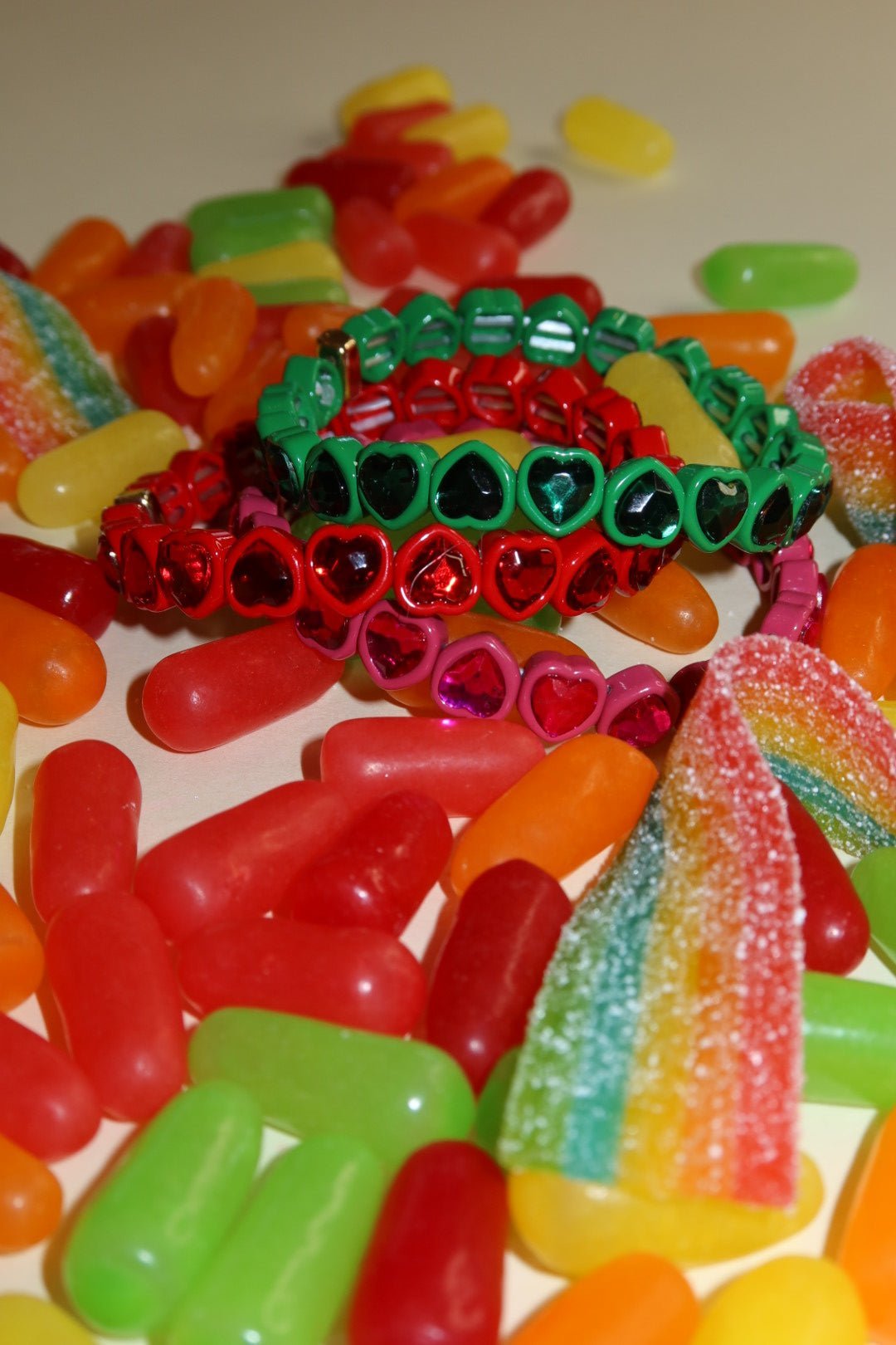Bracelet - Candy Gem Heart Green - Shop LINNY CO
