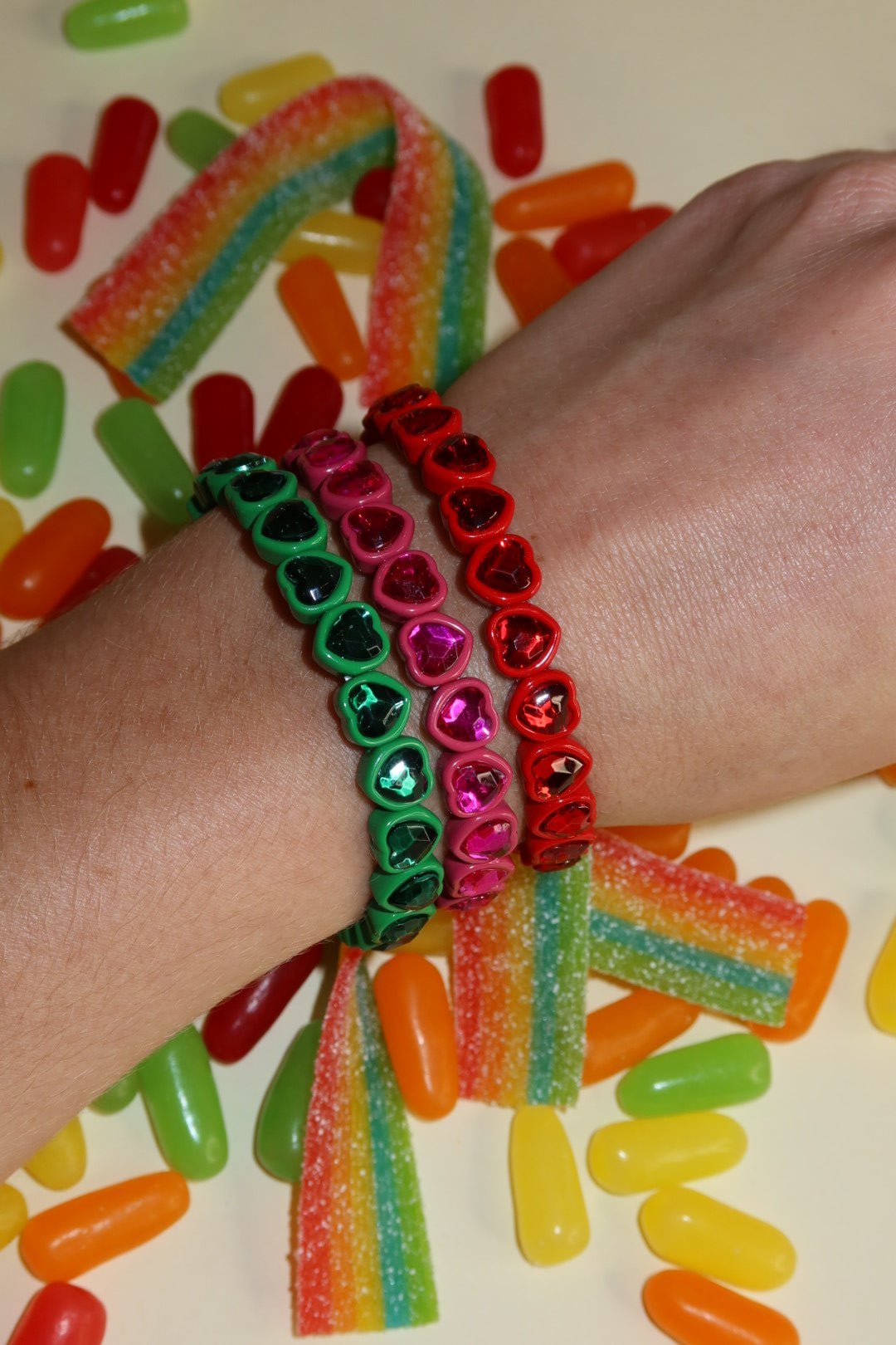 Bracelet - Candy Gem Heart Green - Shop LINNY CO