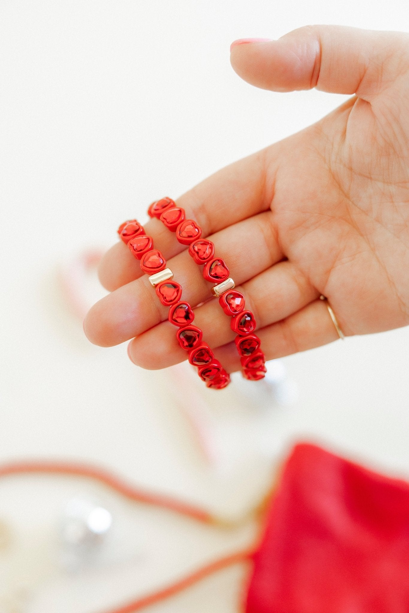 Bracelet - Candy Gem Heart Red - Shop LINNY CO