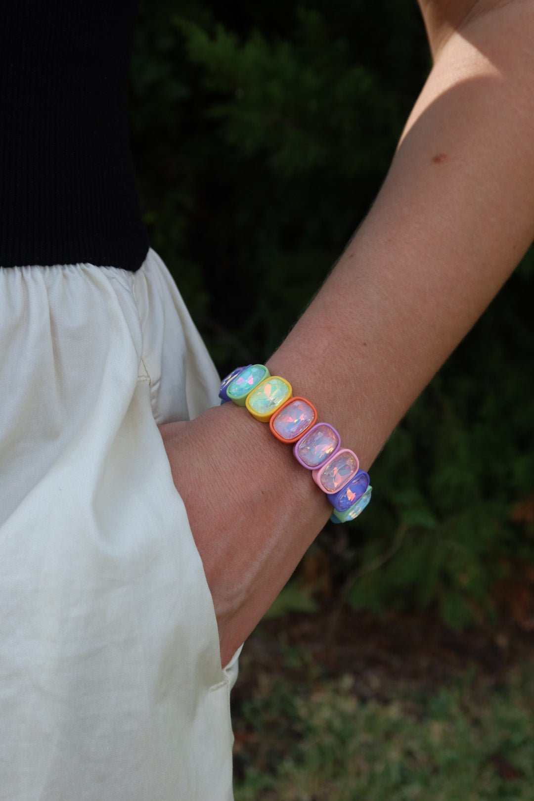 Bracelet - Candy Gem Oval Rainbow - Shop LINNY CO