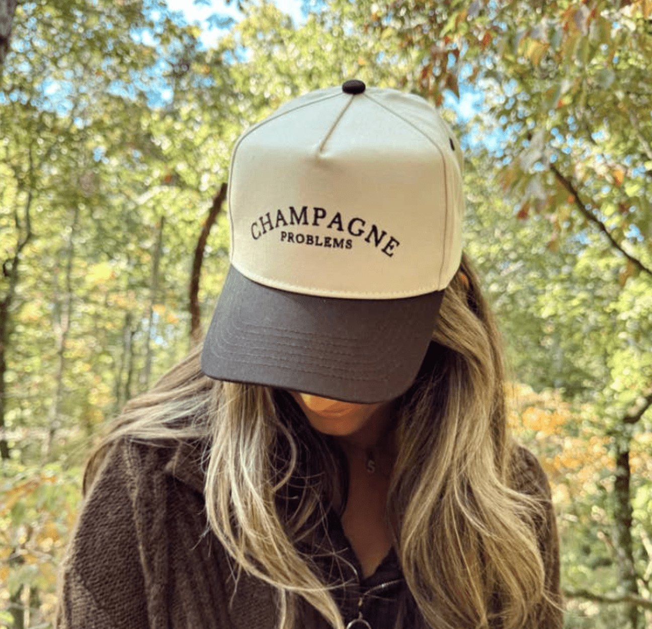 Champagne Problems - Black Vintage Trucker Hat - Shop LINNY CO