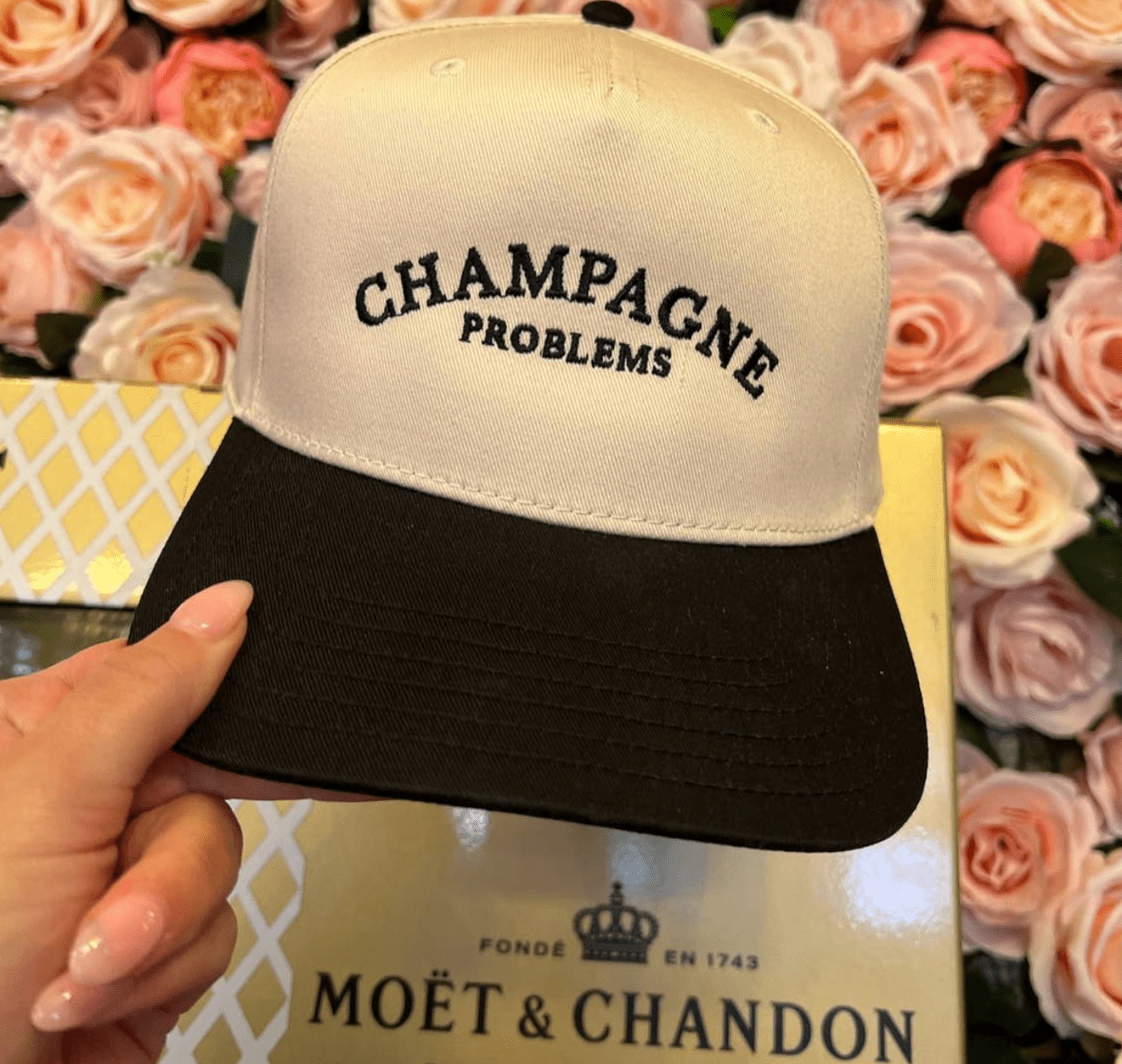 Champagne Problems - Black Vintage Trucker Hat - Shop LINNY CO