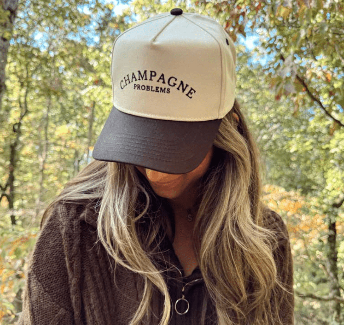 Champagne Problems - Black Vintage Trucker Hat - Shop LINNY CO